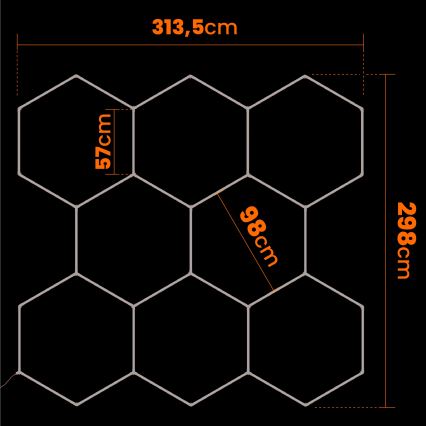 LED stropné svietidlo HEXAGON LED/350W/85-265V 6500K 313x298 cm CRI 90 IP44 biela