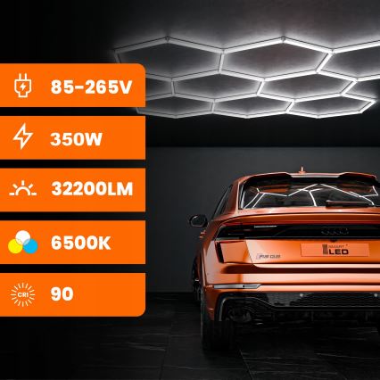 LED stropné svietidlo HEXAGON LED/350W/85-265V 6500K 313x298 cm CRI 90 IP54 biele