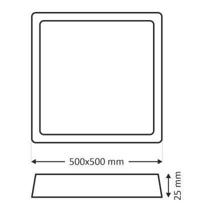 LED stropné svietidlo LED/40W/230V 3000/4000/6500K 50x50 cm čierne