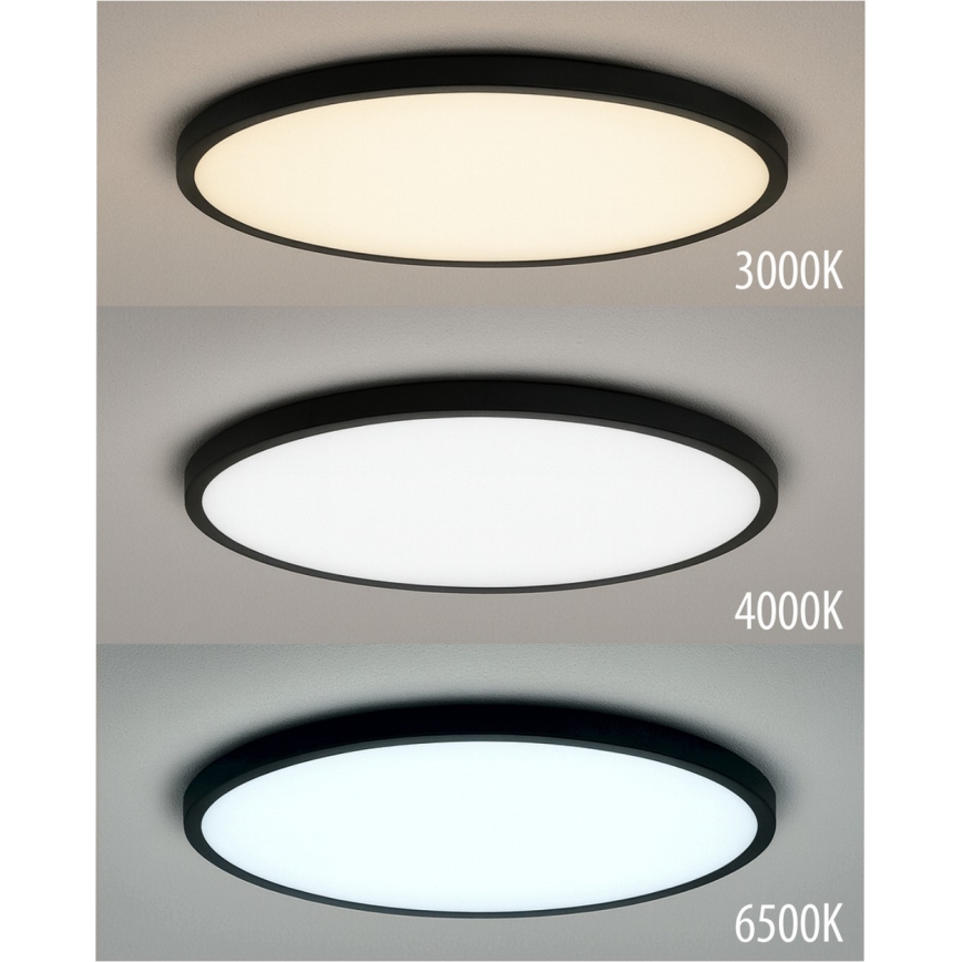 LED stropné svietidlo LED/40W/230V 3000/4000/6500K pr. 50 cm čierne