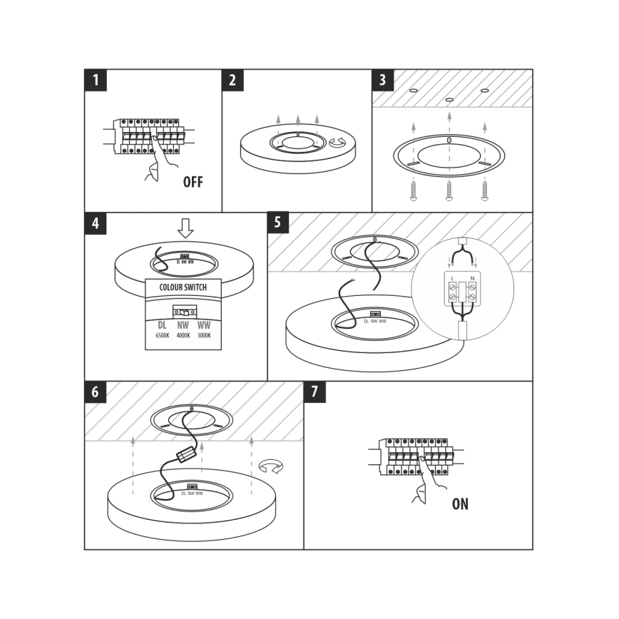 LED stropné svietidlo LED/40W/230V 3000/4000/6500K pr. 50 cm čierne