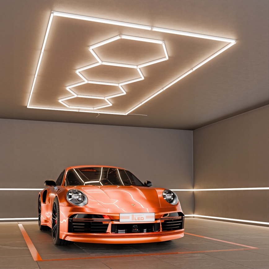 LED Stropné svietidlo HEXAGON LED/426W/85-265V 4000K 484x243 cm CRI 90 IP44 biela