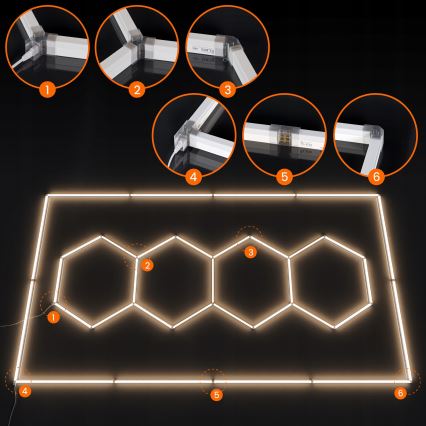 LED Stropné svietidlo HEXAGON LED/426W/85-265V 4000K 484x243 cm CRI 90 IP44 biela