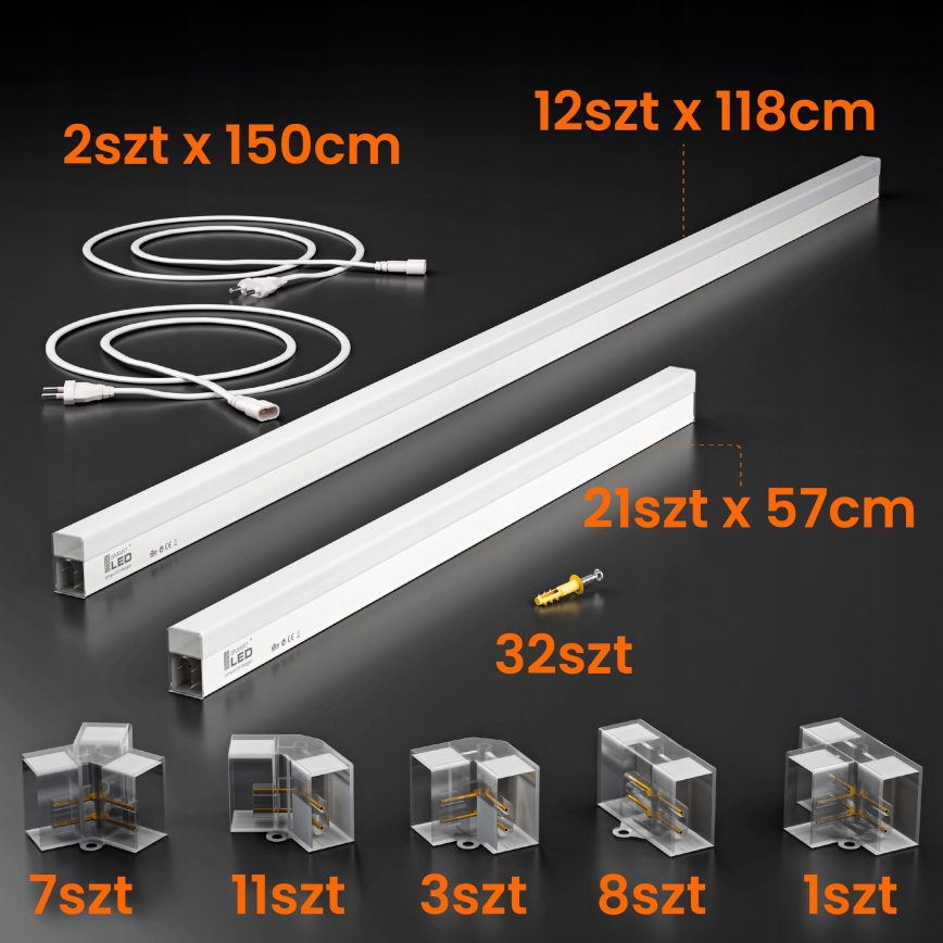 LED Stropné svietidlo HEXAGON LED/426W/85-265V 4000K 484x243 cm CRI 90 IP44 biela