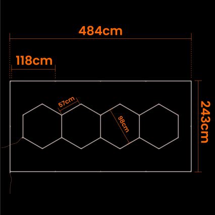 LED Stropné svietidlo HEXAGON LED/426W/85-265V 4000K 484x243 cm CRI 90 IP44 biela