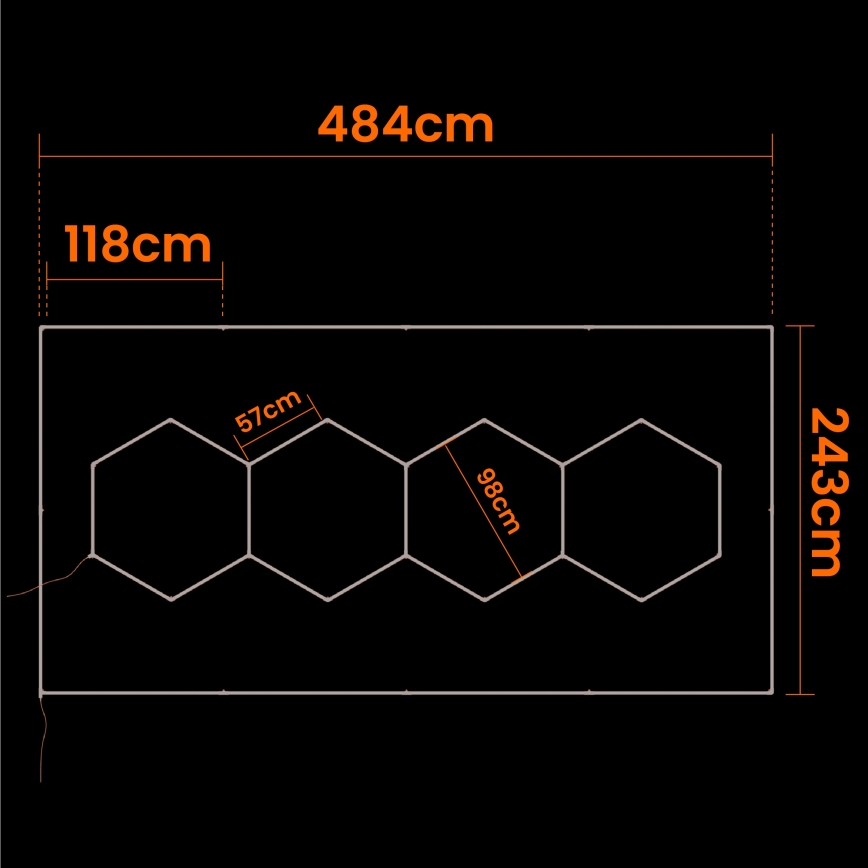 LED Stropné svietidlo HEXAGON LED/426W/85-265V 4000K 484x243 cm CRI 90 IP44 biela