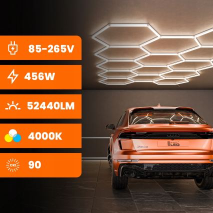 LED Stropné svietidlo HEXAGON LED/570W/85-265V 4000K 522x298 cm CRI 90 IP44 biela