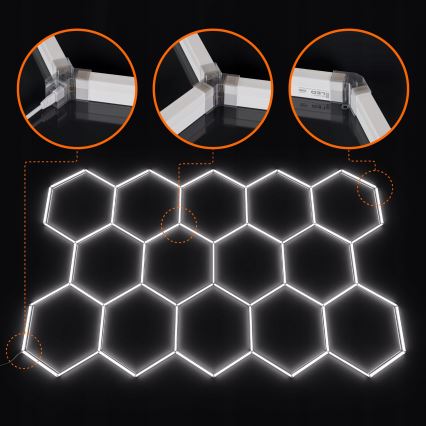 LED Stropné svietidlo HEXAGON LED/570W/85-265V 4000K 522x298 cm CRI 90 IP44 biela