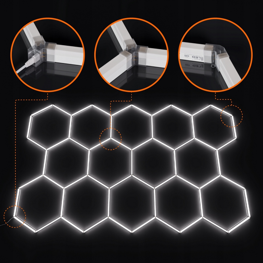 LED Stropné svietidlo HEXAGON LED/570W/85-265V 4000K 522x298 cm CRI 90 IP44 biela