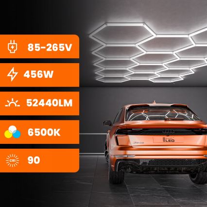 LED stropné svietidlo HEXAGON LED/570W/85-265V 6500K 522x298 cm CRI 90 IP44 biela