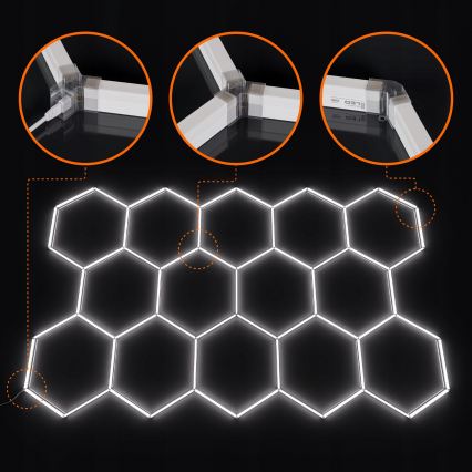 LED stropné svietidlo HEXAGON LED/570W/85-265V 6500K 522x298 cm CRI 90 IP44 biela