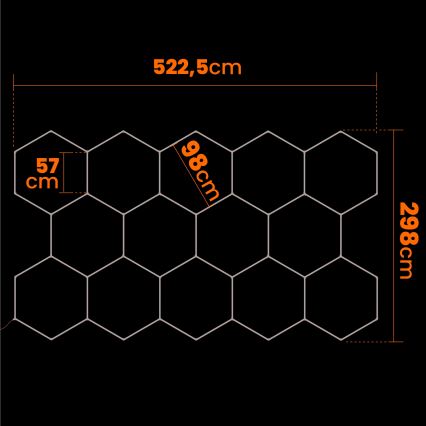 LED stropné svietidlo HEXAGON LED/570W/85-265V 6500K 522x298 cm CRI 90 IP44 biela