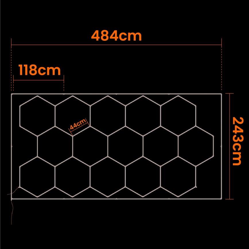 LED Stropné svietidlo HEXAGON LED/696W/85-265V 4000K 484x243 cm CRI 90 IP44 biela