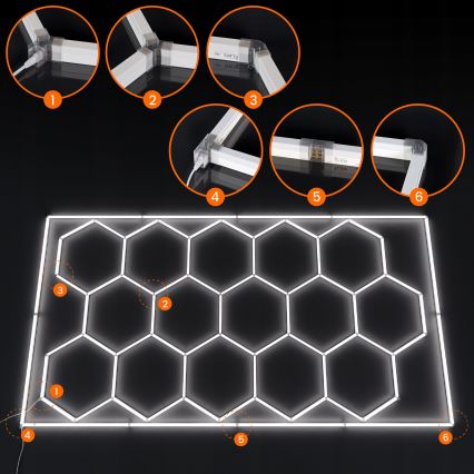 LED stropné svietidlo HEXAGON LED/696W/85-265V 6500K 484x243 cm CRI 90 IP44 biela