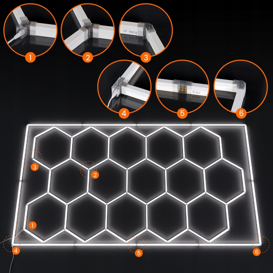 LED stropné svietidlo HEXAGON LED/696W/85-265V 6500K 484x243 cm CRI 90 IP44 biela