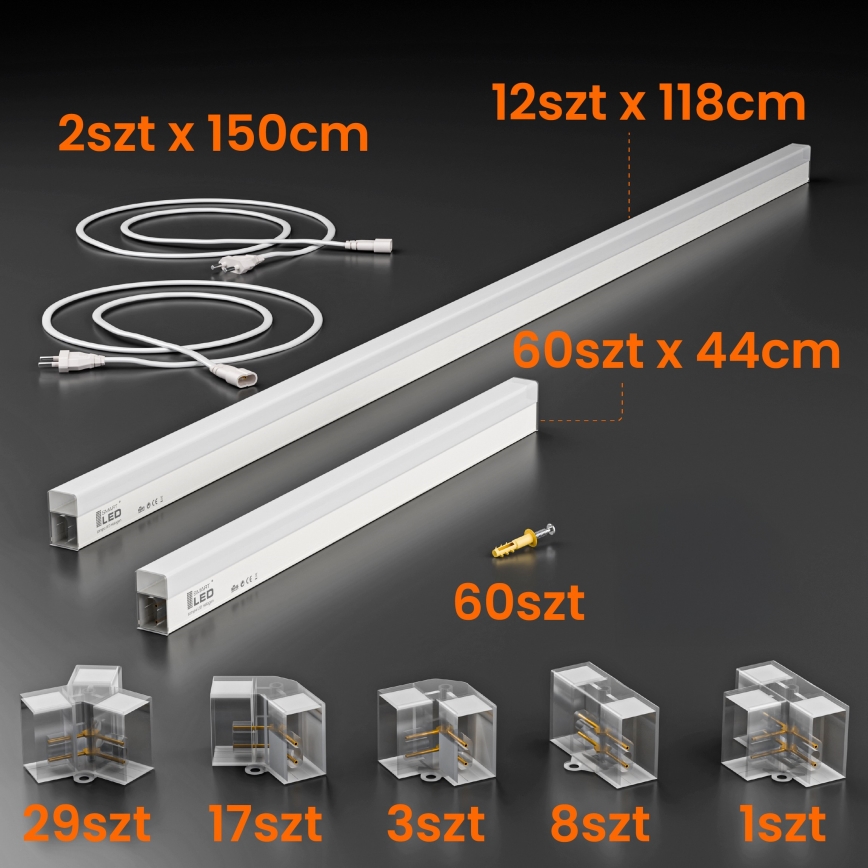 LED stropné svietidlo HEXAGON LED/696W/85-265V 6500K 484x243 cm CRI 90 IP44 biela