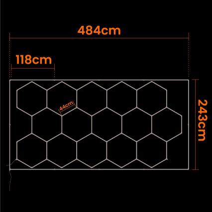 LED stropné svietidlo HEXAGON LED/696W/85-265V 6500K 484x243 cm CRI 90 IP44 biela