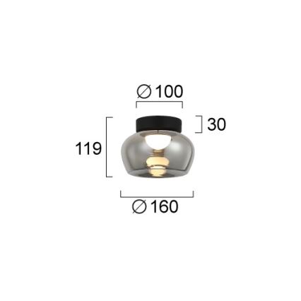 LED stropné svietidlo NADIA LED/9W/230V pr. 16 cm dymové/čierne