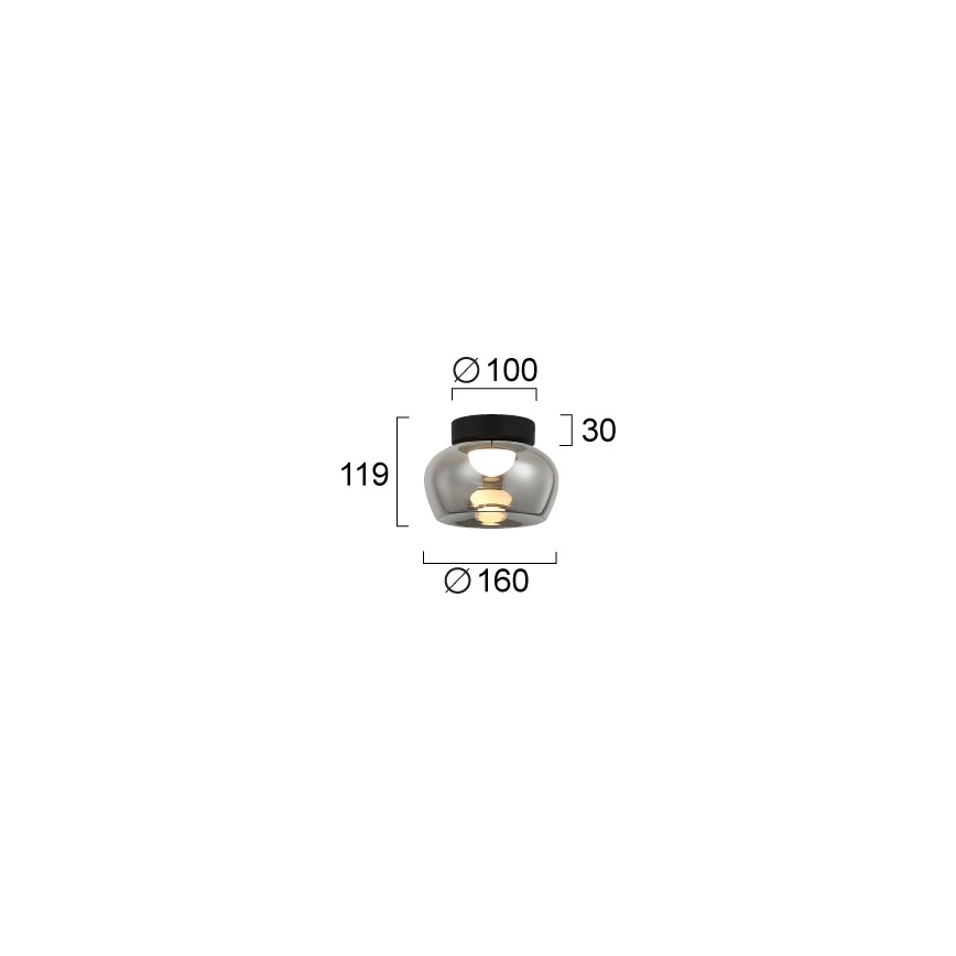 LED stropné svietidlo NADIA LED/9W/230V pr. 16 cm dymové/čierne