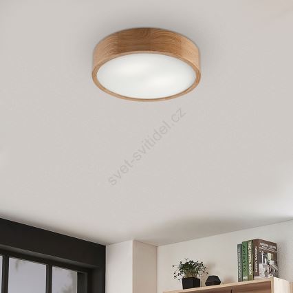 LED Stropné svietidlo OAK 2xE27/10W/230V dub pr. 37 cm