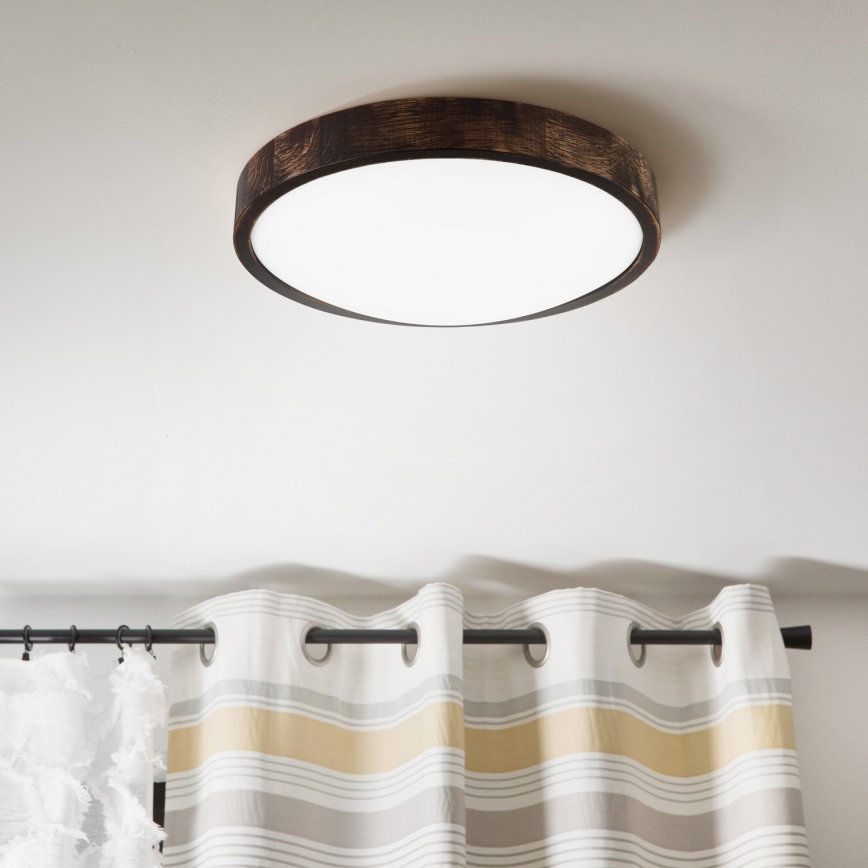 LED stropné svietidlo OAK SMOKY SLIM LED/36W/230V 4000K pr. 37 cm dub/tmavohnedá