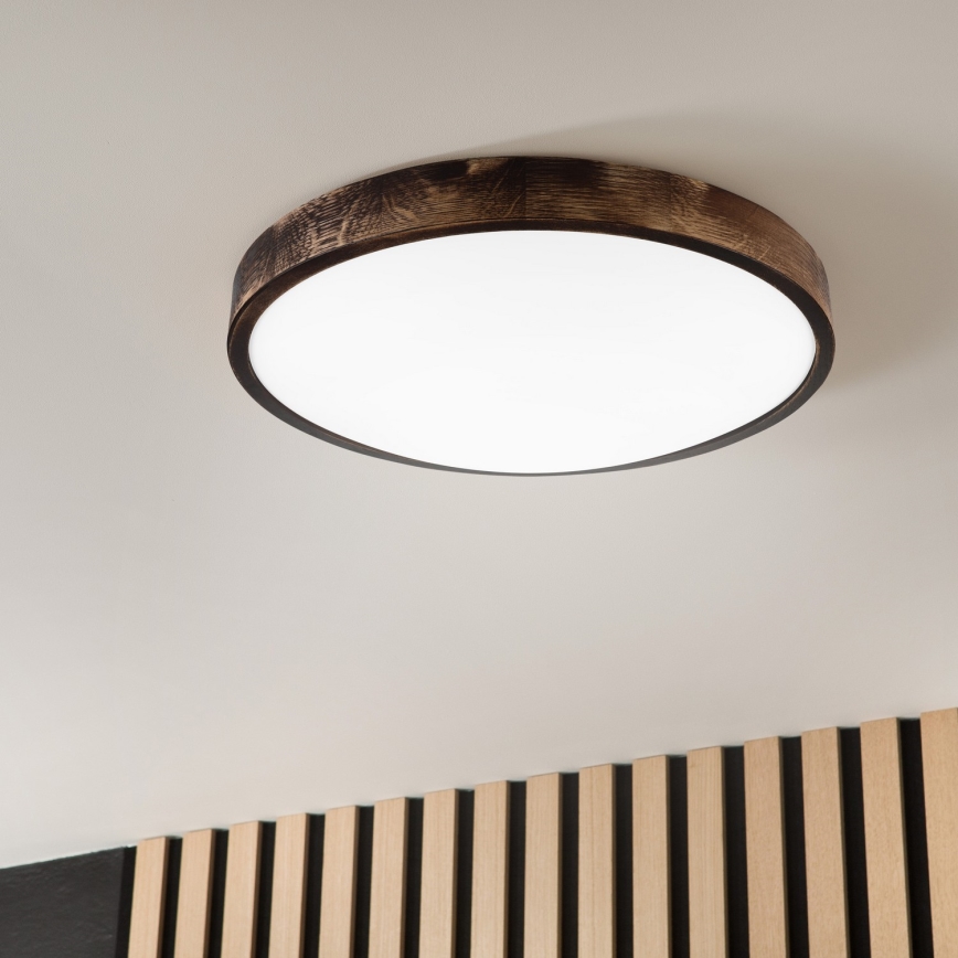 LED stropné svietidlo OAK SMOKY SLIM LED/36W/230V 4000K pr. 47 cm dub/tmavohnedá