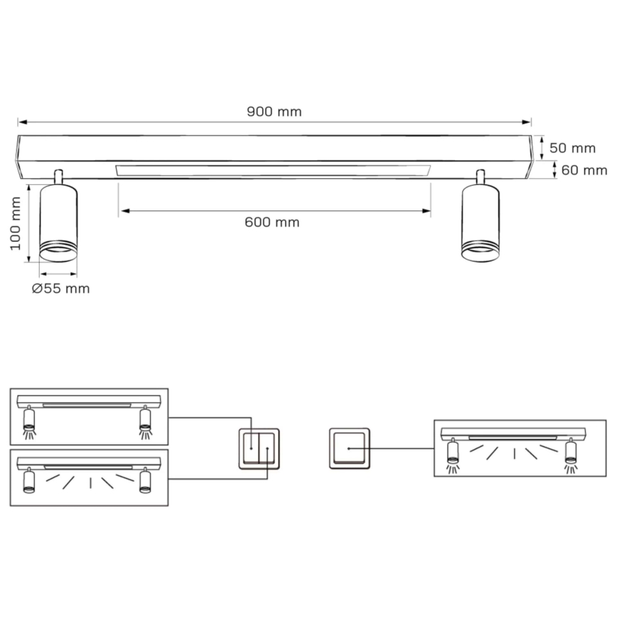 LED Stropné svietidlo PARIS LED/24W/230V + 2xGU10/10W čierna