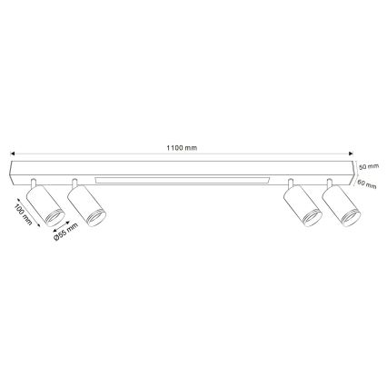 LED Stropné svietidlo PARIS LED/24W/230V + 4xGU10/10W čierna