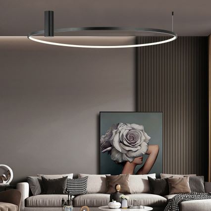 LED Stropné svietidlo RING S LED/50W/230V 3000/4000/6000K pr. 90 cm čierne