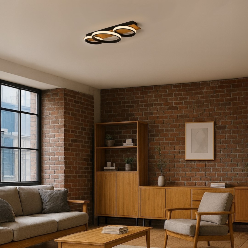 LED Stropné svietidlo ROWENA LED/18W/230V čierna/hnedá