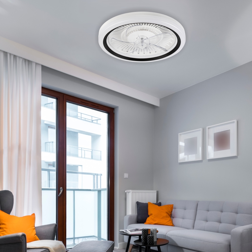 LED Stmievateľné stropné svietidlo s ventilátorom GEMMA LED/37W/230V biela + diaľkové ovládanie