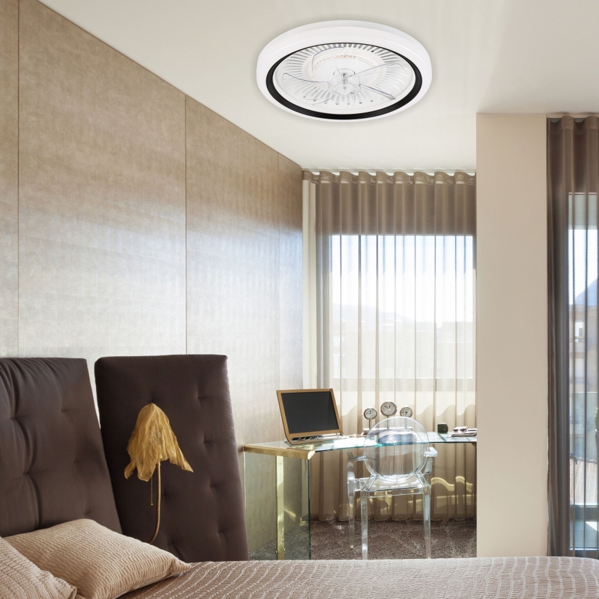 LED Stmievateľné stropné svietidlo s ventilátorom GEMMA LED/37W/230V biela + diaľkové ovládanie