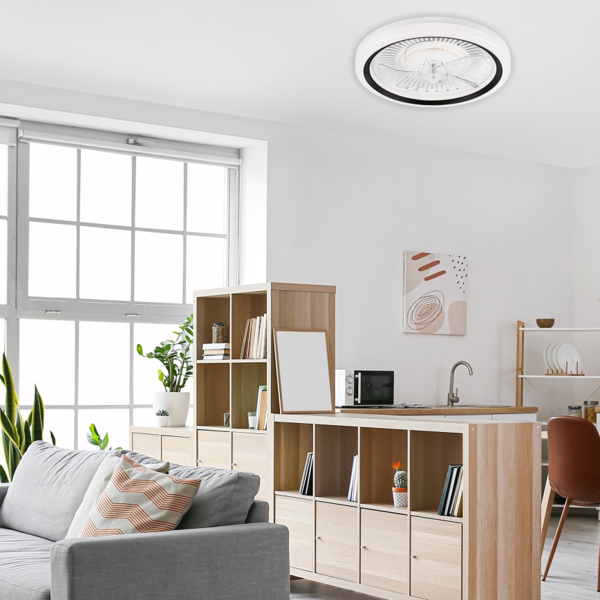 LED Stmievateľné stropné svietidlo s ventilátorom GEMMA LED/37W/230V biela + diaľkové ovládanie