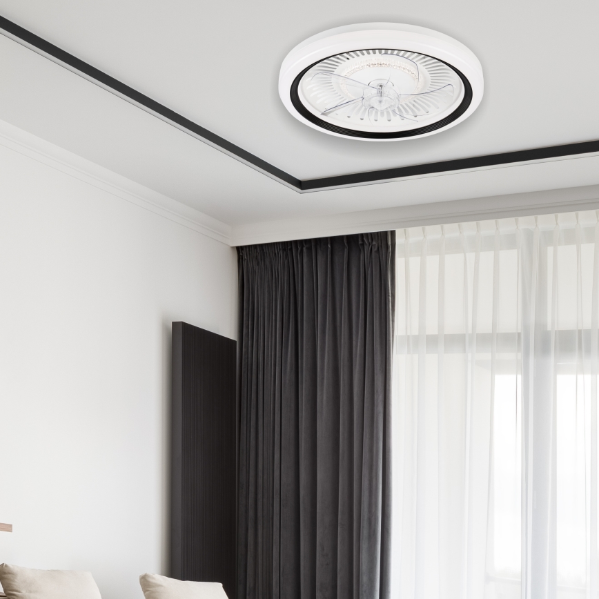 LED Stmievateľné stropné svietidlo s ventilátorom GEMMA LED/37W/230V biela + diaľkové ovládanie