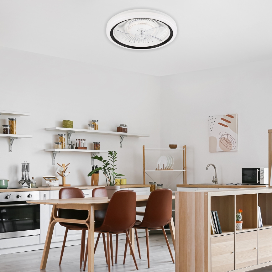 LED Stmievateľné stropné svietidlo s ventilátorom GEMMA LED/37W/230V biela + diaľkové ovládanie