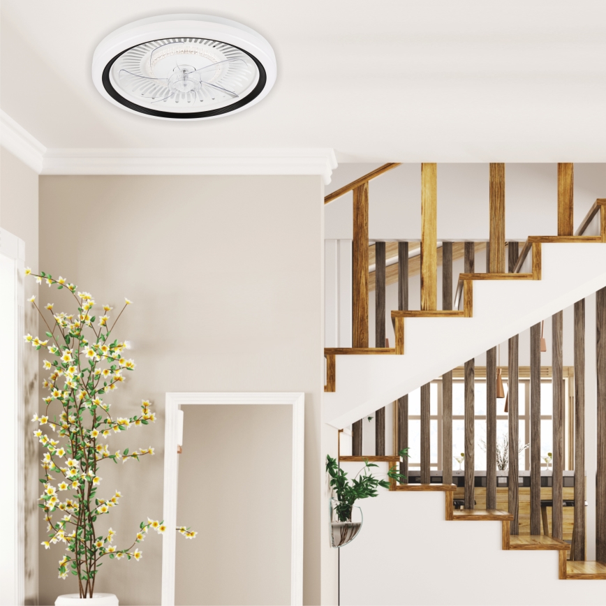 LED Stmievateľné stropné svietidlo s ventilátorom GEMMA LED/37W/230V biela + diaľkové ovládanie