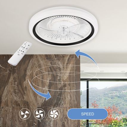 LED Stmievateľné stropné svietidlo s ventilátorom GEMMA LED/37W/230V biela + diaľkové ovládanie