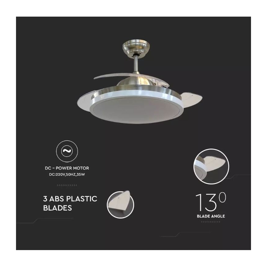 LED Stropné svietidlo s ventilátorom LED/30W/230V 3000/4000/6400K + diaľkové ovládanie