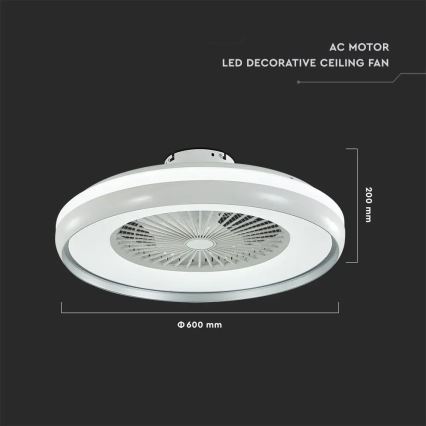 LED Stropné svietidlo s ventilátorom LED/45W/230V 3000/4000/6500K šedá + diaľkové ovládanie