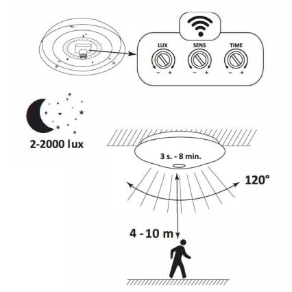 LED Stropné svietidlo so senzorom OPAL LED/12W/230V 4000K