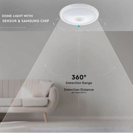 LED Stropné svietidlo so senzorom SAMSUNG CHIP LED/12W/230V 4000K pr. 29 cm