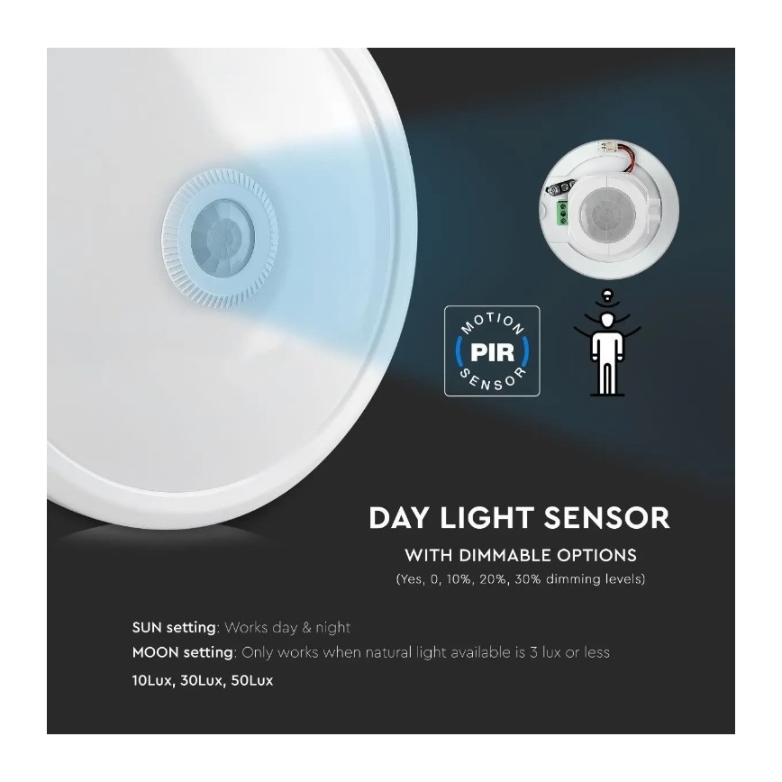 LED Stropné svietidlo so senzorom SAMSUNG CHIP LED/12W/230V 4000K pr. 29 cm