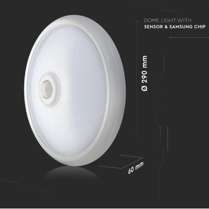 LED Stropné svietidlo so senzorom SAMSUNG CHIP LED/12W/230V 4000K pr. 29 cm