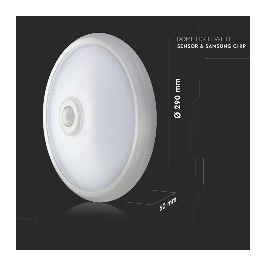 LED Stropné svietidlo so senzorom SAMSUNG CHIP LED/12W/230V 6400K