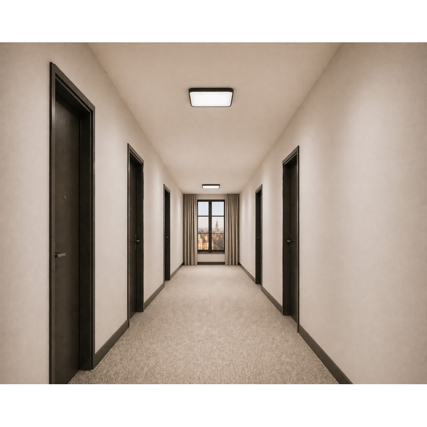 LED stropné svietidlo so senzorom pohybu a súmraku WILTON LED/24W/230V 4000K 33x33 cm čierne
