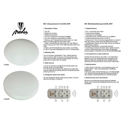 Nedes LCL 636T - LED Stropné stmievateľné svietidlo LED/65W/230V