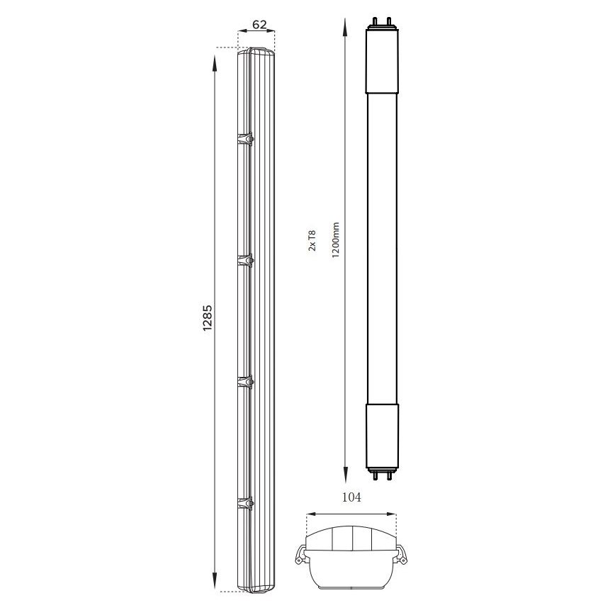 LED Technické žiarivkové svietidlo T8 2xG13/18W/230V 4000K IP65