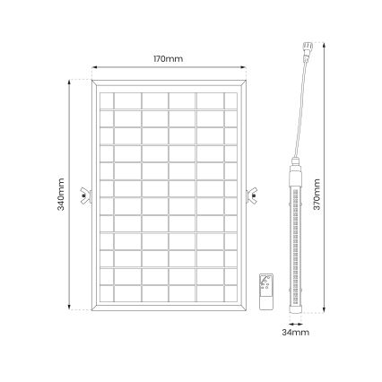 LED Stmievateľná vonkajšia trubica so senzorom súmraku a solárnym panelom JIMMY 40W/5000 mAh 3,7V 6000K IP65 + diaľkové ovládanie