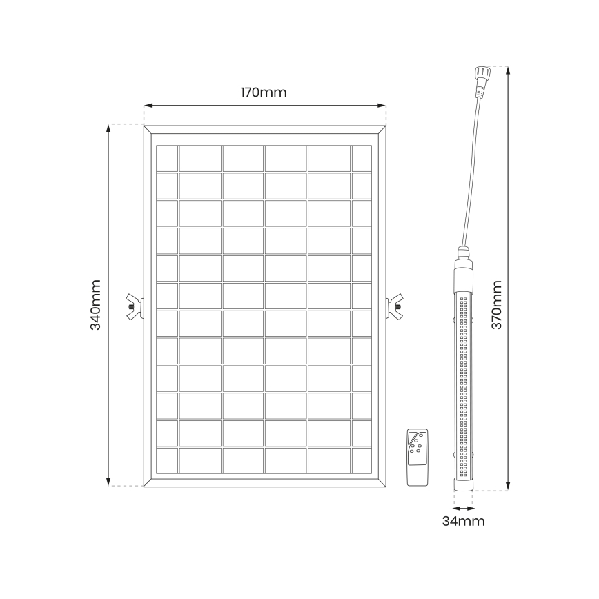 LED Stmievateľná vonkajšia trubica so senzorom súmraku a solárnym panelom JIMMY 40W/5000 mAh 3,7V 6000K IP65 + diaľkové ovládanie