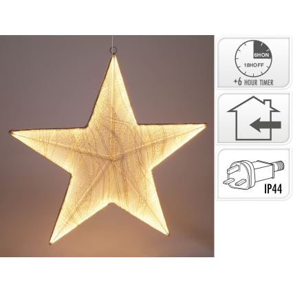 LED Vianočná dekorácia 248xLED/6W/230V 59 cm teplá biela hviezda/zlatá